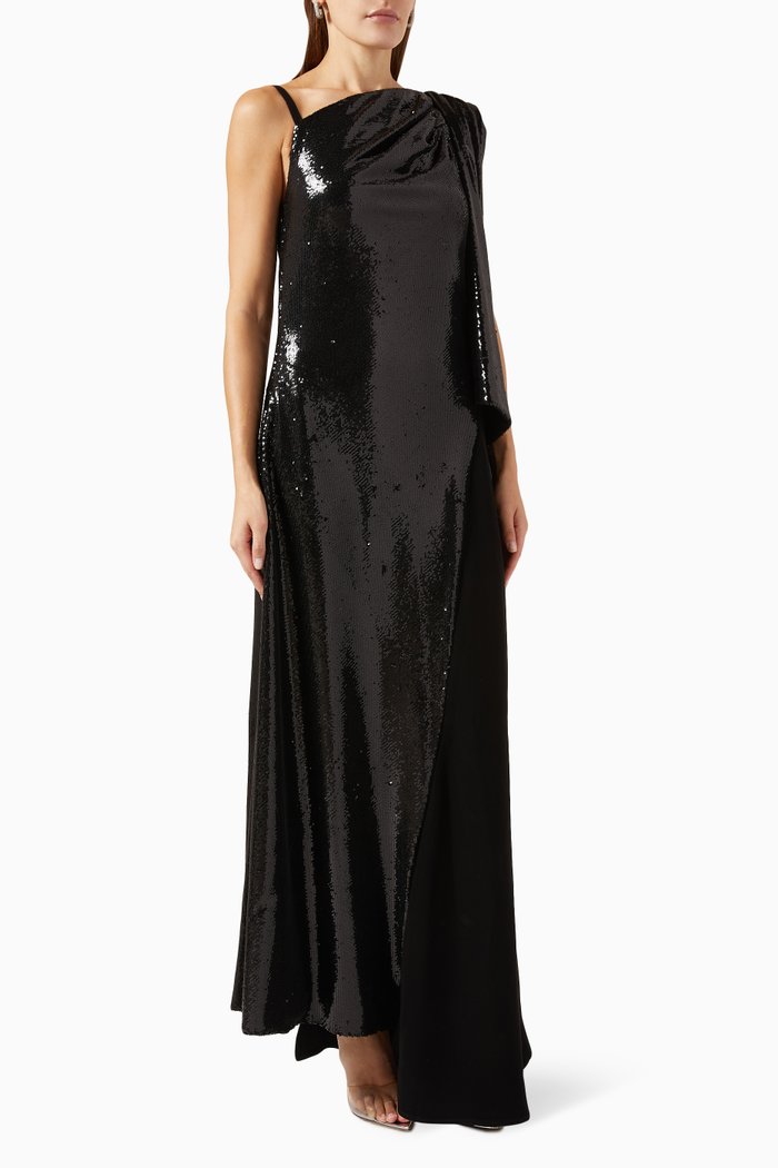 

Asymmetric Cut-out Gown, Black