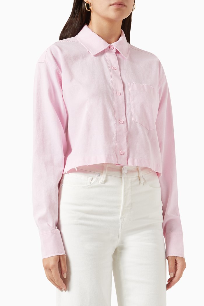 

Oxford Cropped Shirt in Poplin, Pink