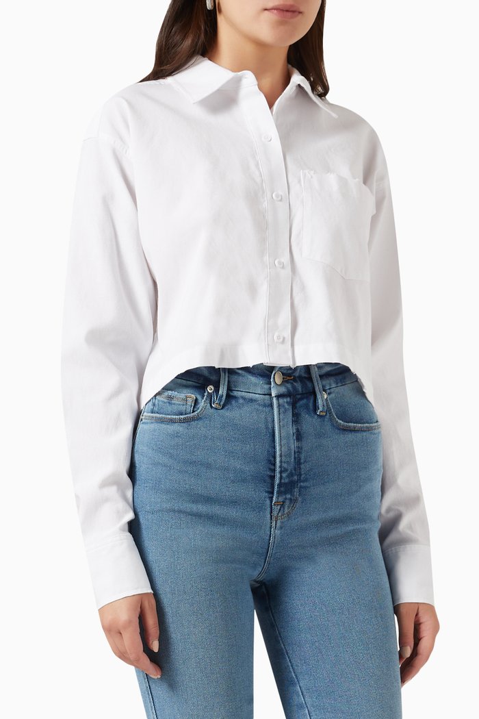 

Oxford Cropped Shirt in Poplin, White