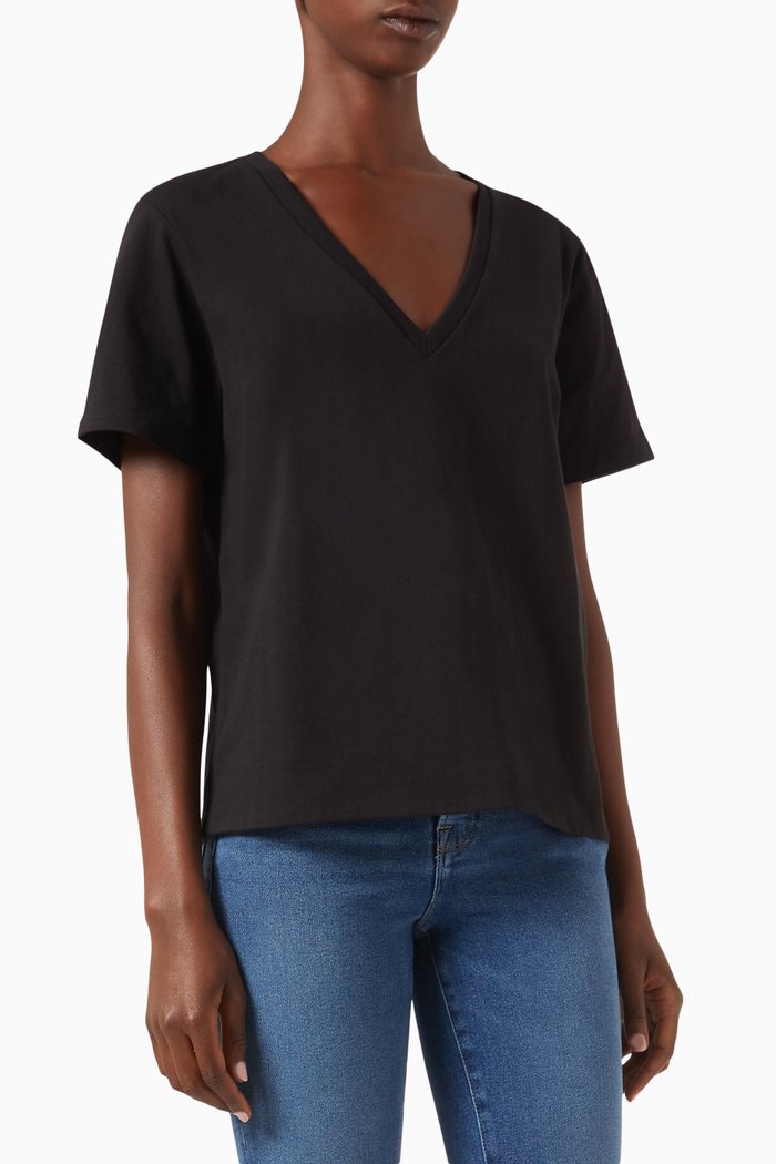 

Classic V-neck T-shirt in Jersey, Black