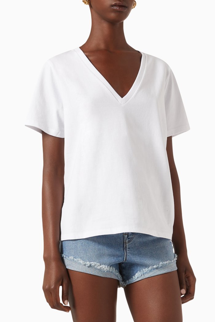 

Classic V-neck T-shirt in Jersey, White