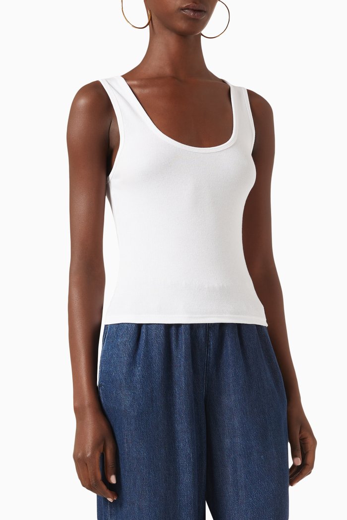 Scoop Tank Top in Jersey, White