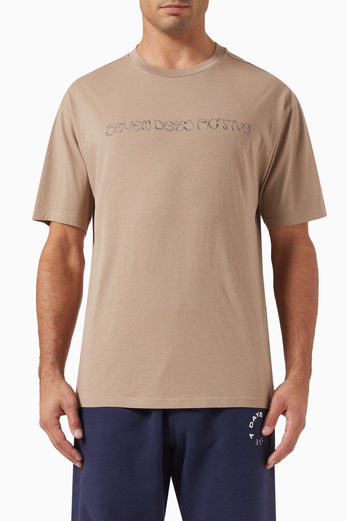 Embroidered Logo T-shirt in Organic Cotton, Neutral