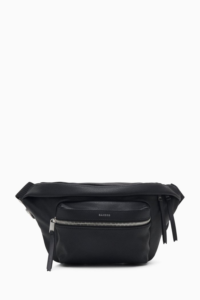 

Logo Embossed Belt Bag in Coated Canvas, Black