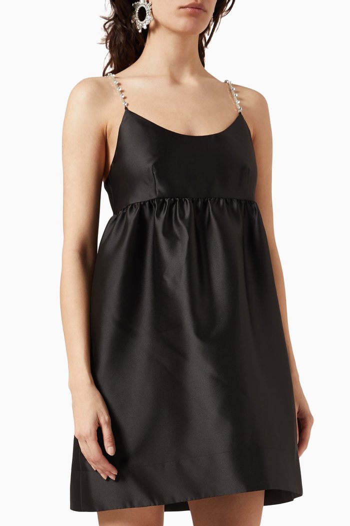 

Babydoll Mini Dress in Satin, Black