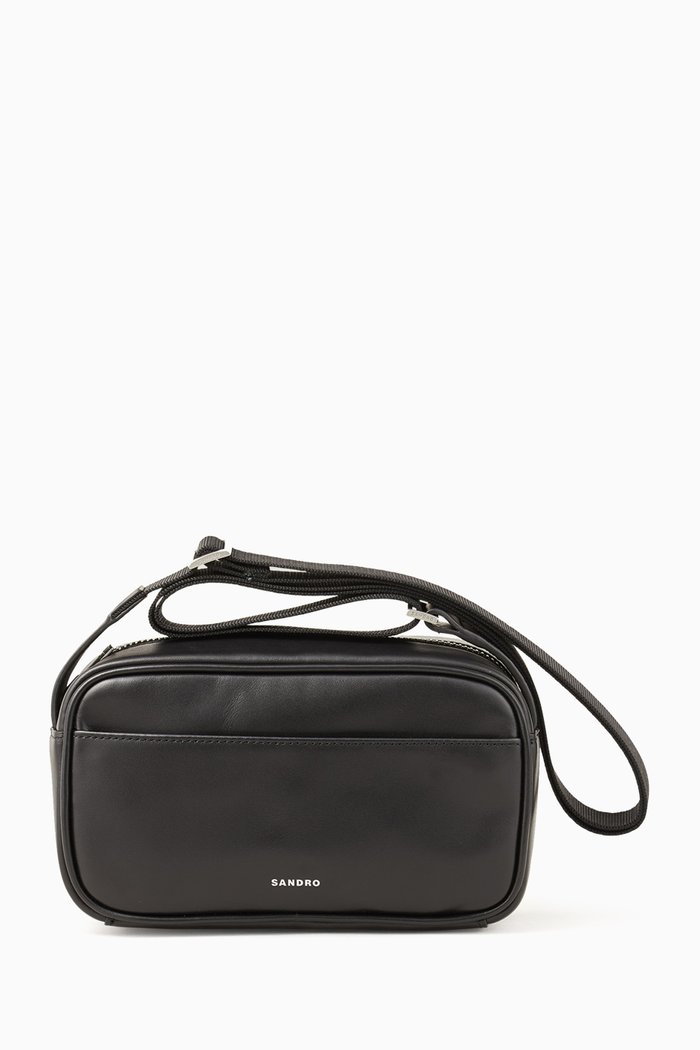 

Mini Messenger Bag in Smooth Leather, Black