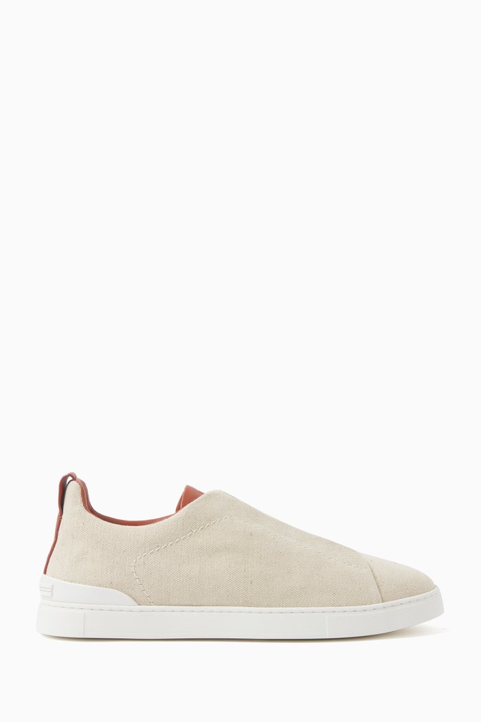 

Triple Stitch Low Top Sneakers in Canvas, Neutral