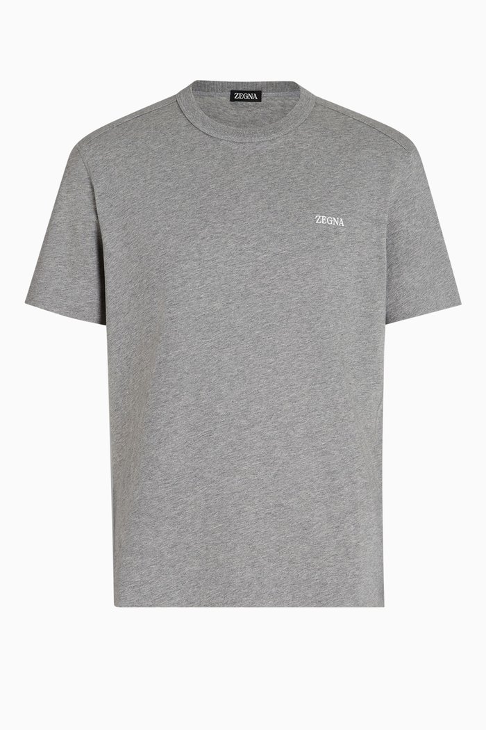 

Logo-embroidered T-shirt in Cotton, Grey