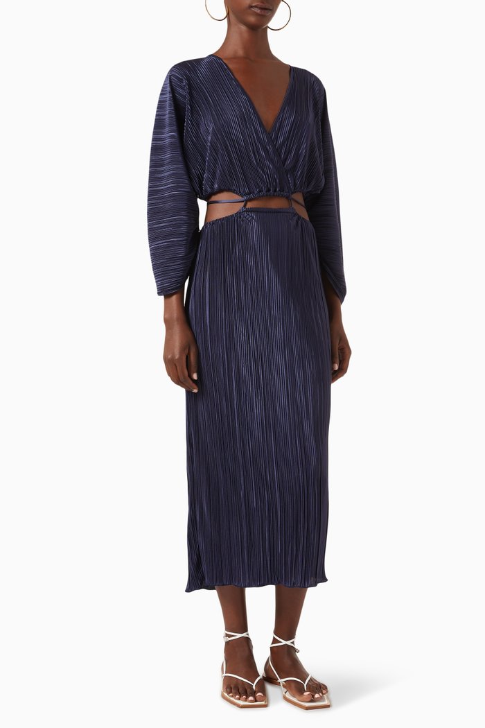 

Always Fits Plisse Midi Dress, Blue