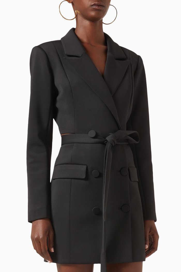 

Open Back Blazer Dress in Neoprene, Black