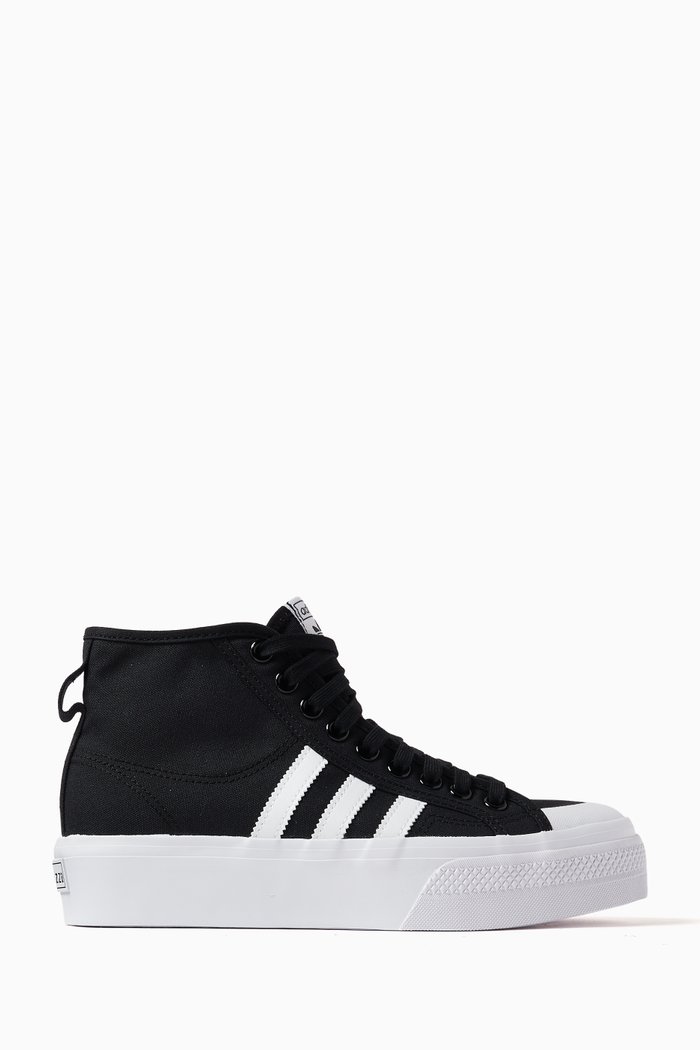 Nizza Platform Mid Sneakers in Canvas, Black