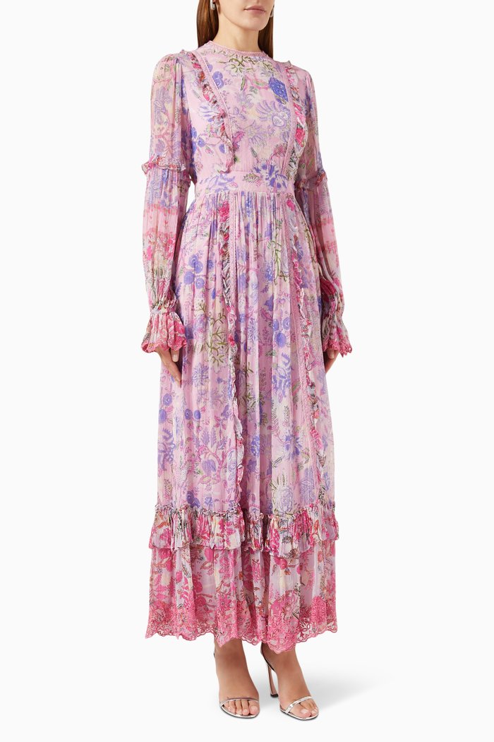 Ruffle Maxi Dress, Pink