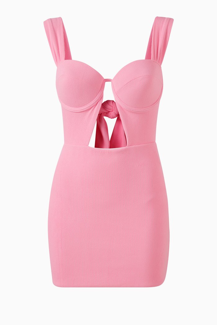 Muse Cut-out Ribbed Mini Dress, Pink