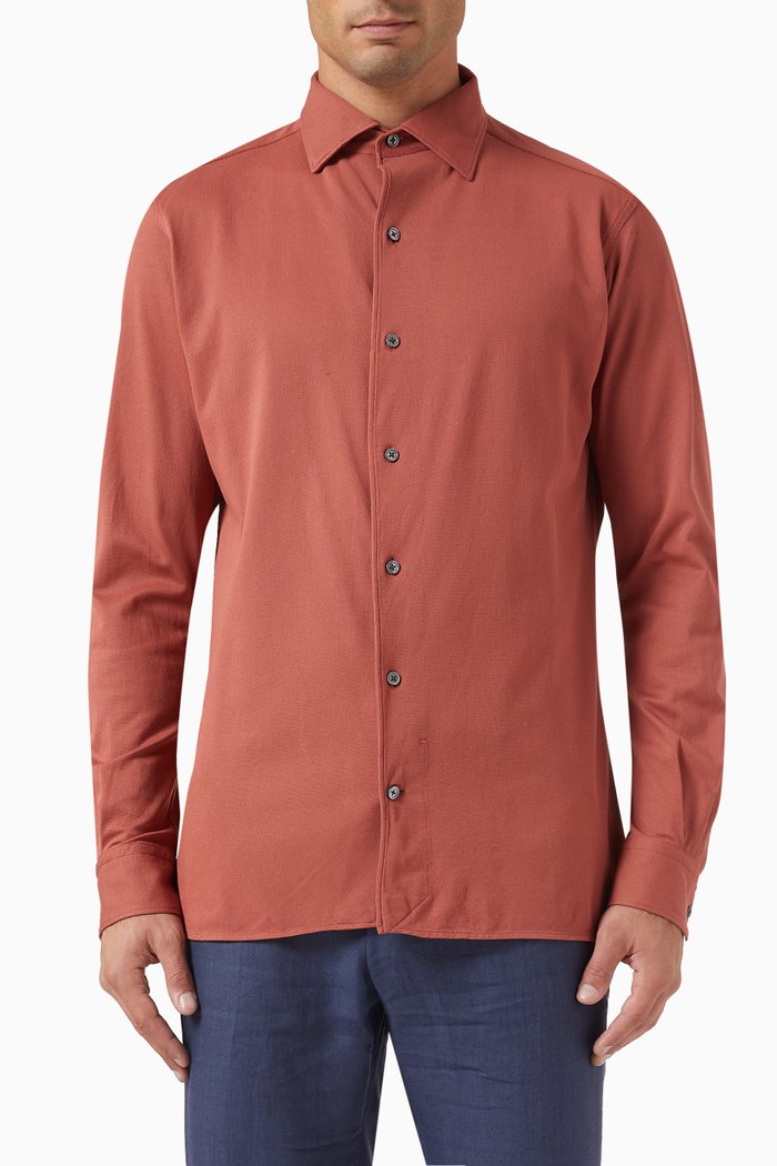 

Long-sleeve Shirt in Cotton Jersey, Burgundy