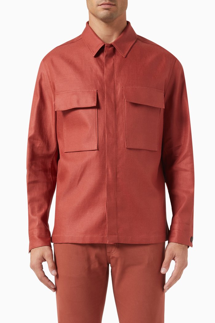 

Overshirt in Linen, Burgundy
