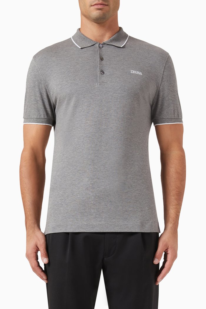 

Logo-embroidered Polo Shirt in Cotton, Grey
