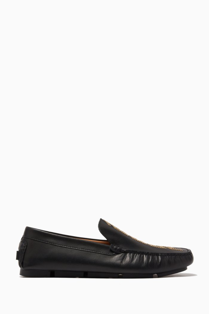 

Greca Stud Driver Shoes in Smooth Leather, Multicolour
