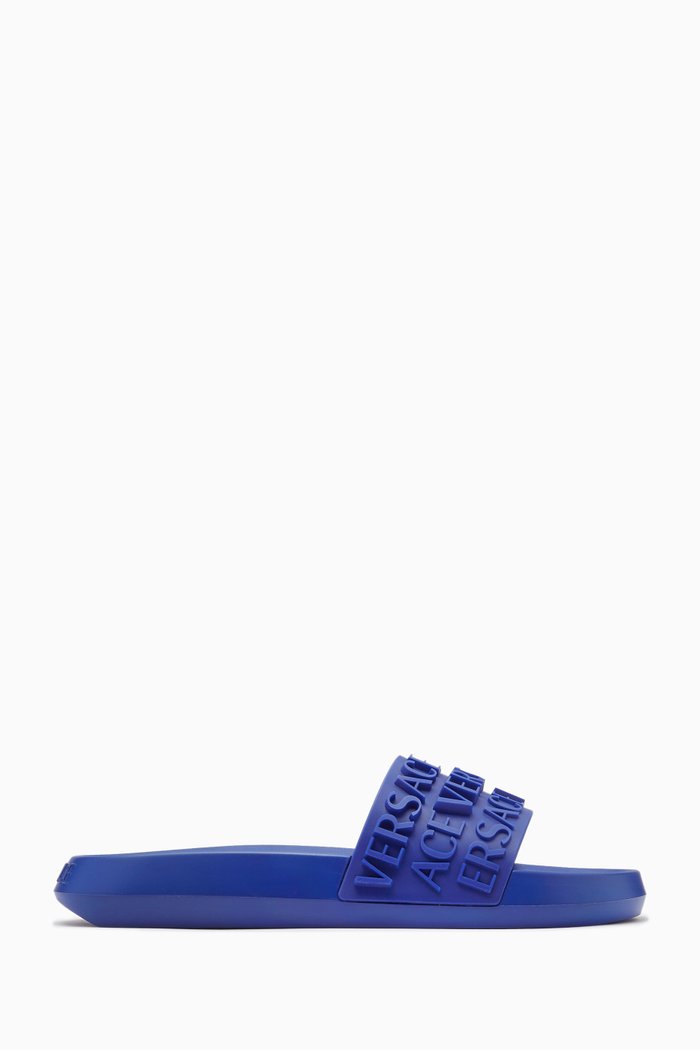 

Debossed-logo Slides in Rubber, Black
