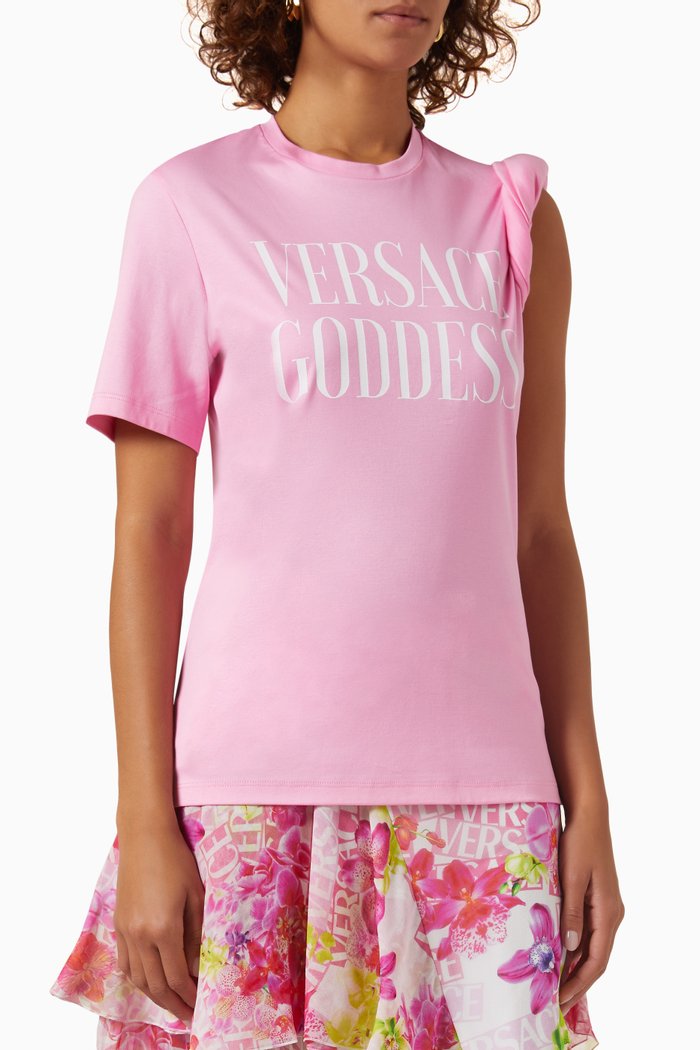 Rolled Sleeve T-shirt in Cotton Jersey, Pink