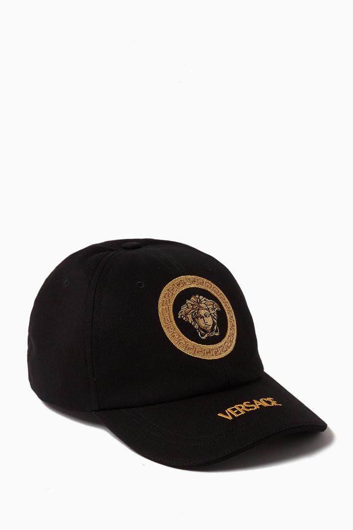 

Medusa Tribute Logo Baseball Cap in Cotton Gabardine, Black