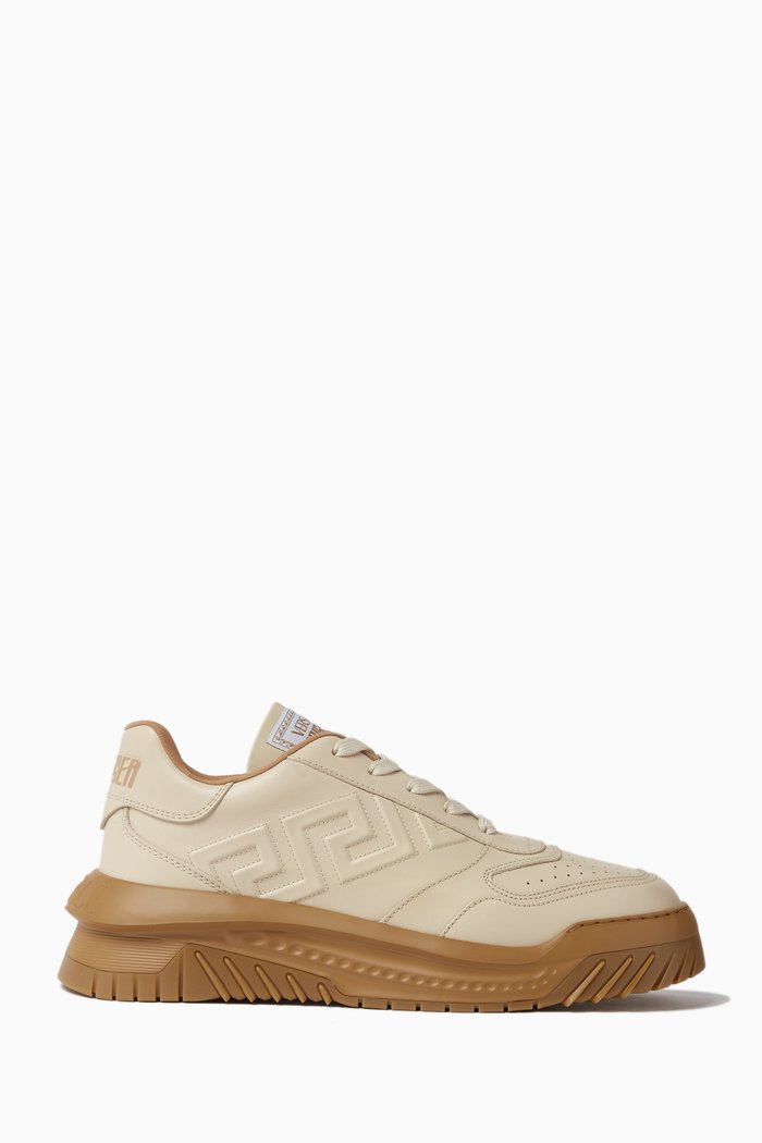 

Greca Sneakers in Calf Leather, Neutral