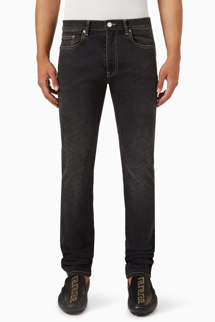 

La Greca Tailored-fit Jeans in Denim, Black