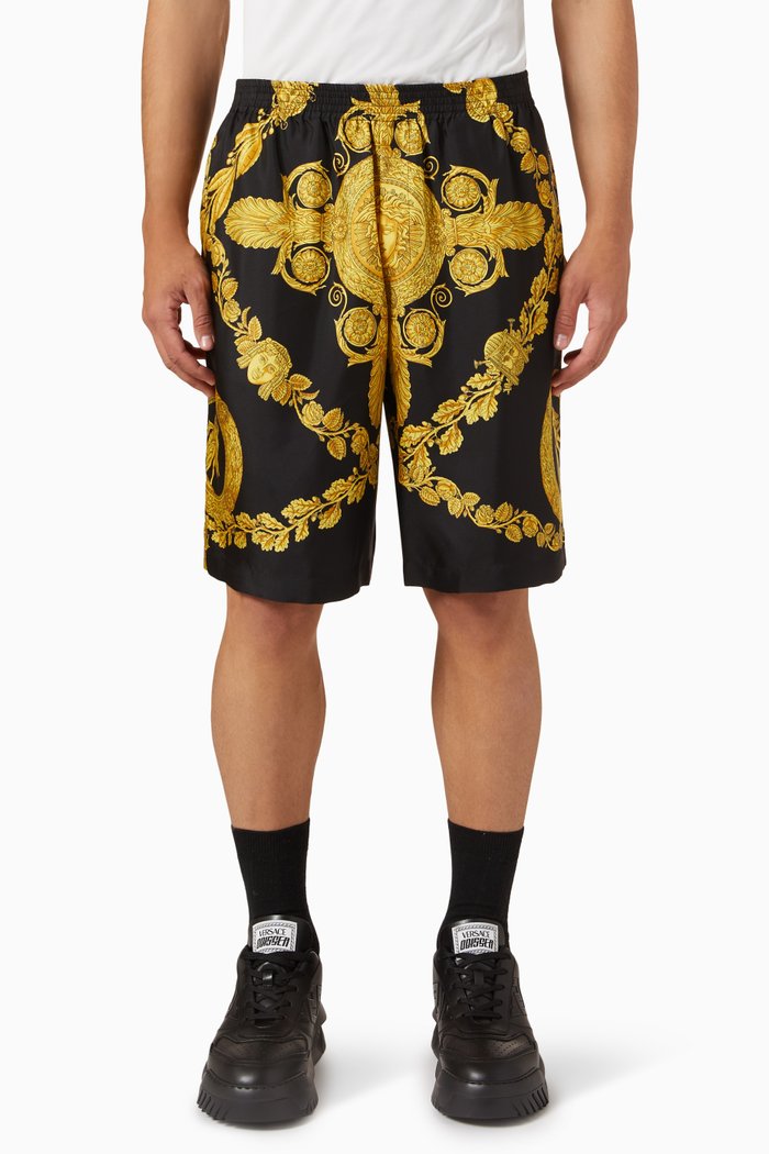 

Barocco Bermuda Shorts in Silk, Black
