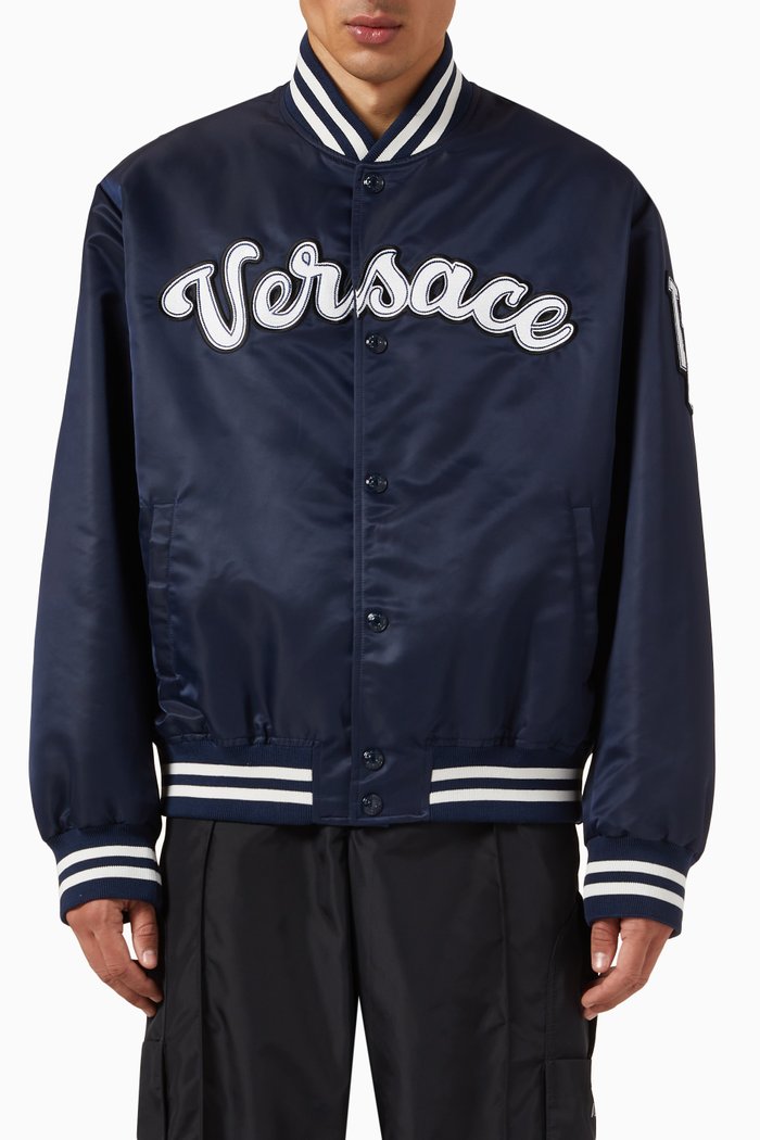 

Logo Varsity Bomber Jacket in Technical Nylon, Blue