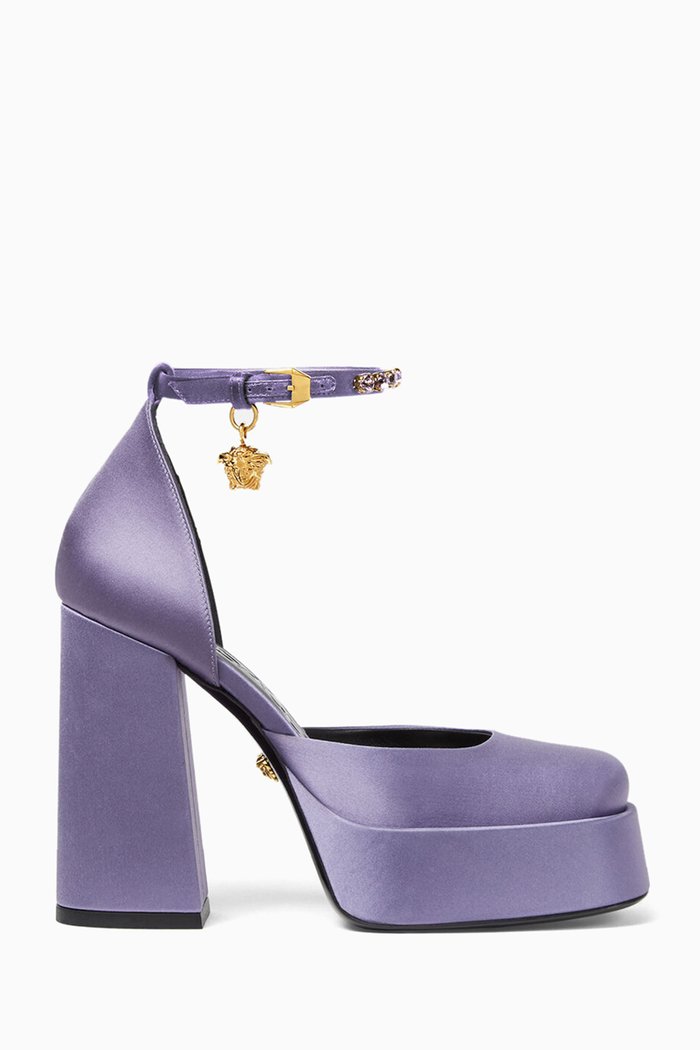 

Aevitas 120 Single Platform Pumps in Satin, Purple