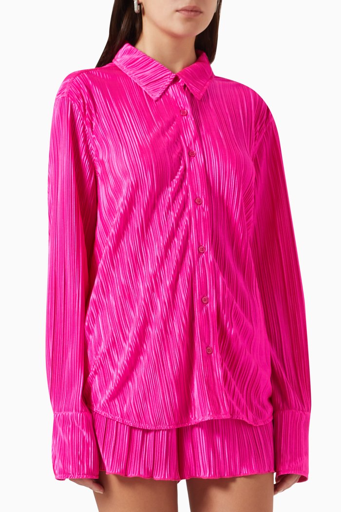 

Always Fits Plissé Shirt, Pink