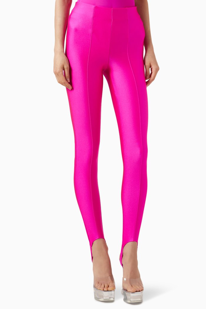 Compression Shine Stirrup Pants, Pink