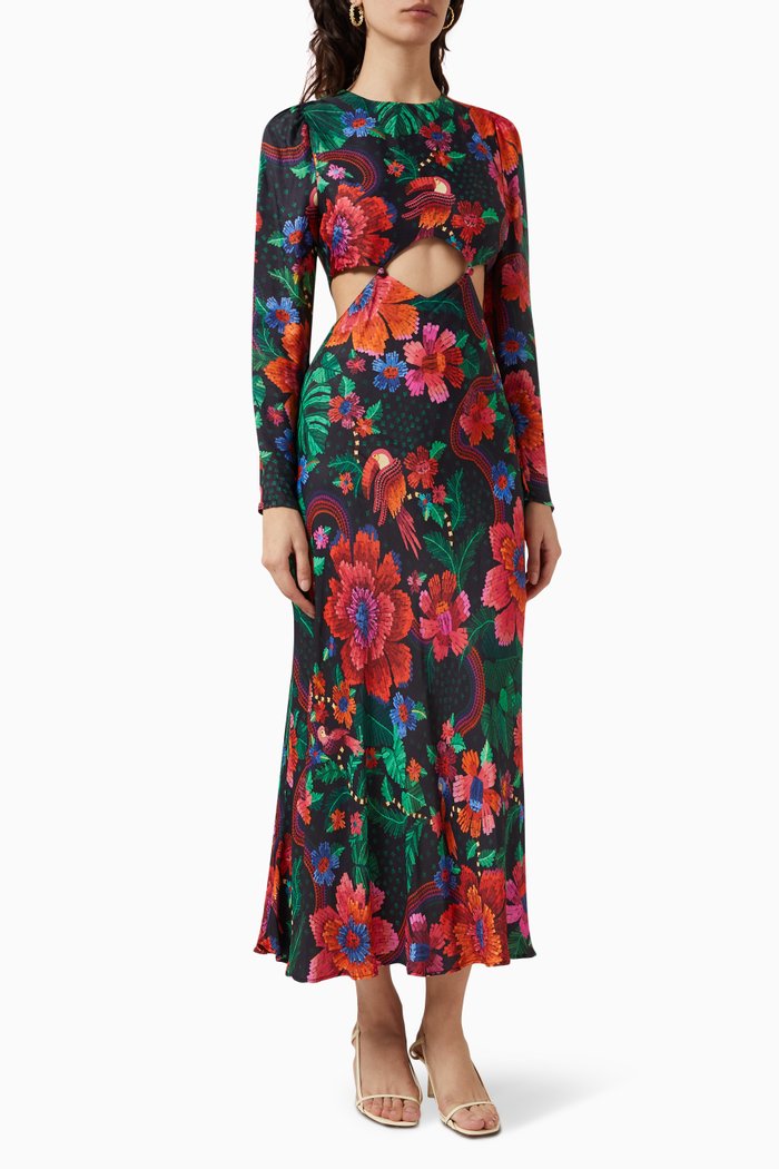 Blooming Garden Dress in Viscose, Black