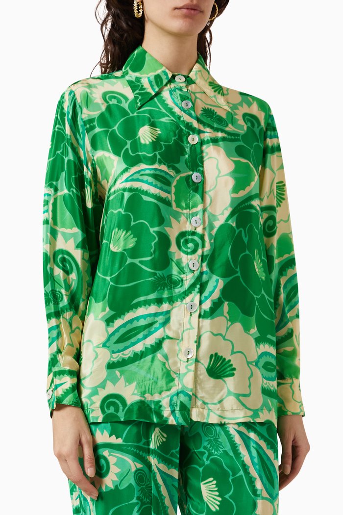 

Tropical Groove Shirt in Viscose, Green