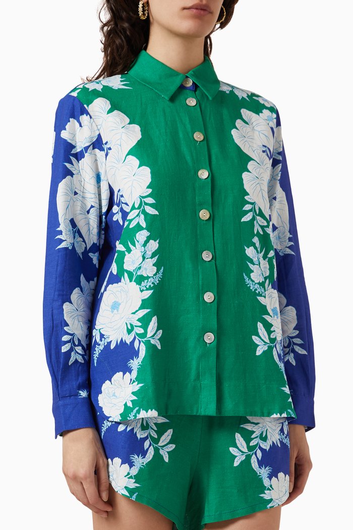 

Soft Garden Shirt in Linen Blend, Blue