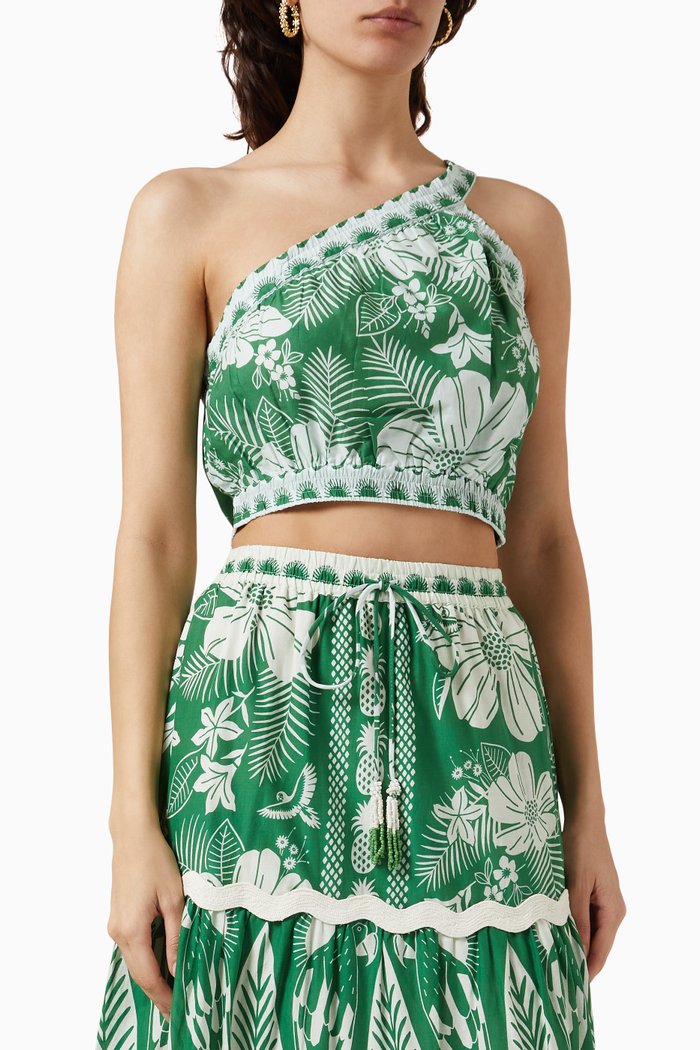 

Macaw Elegance Crop Top in Cotton, Multicolour