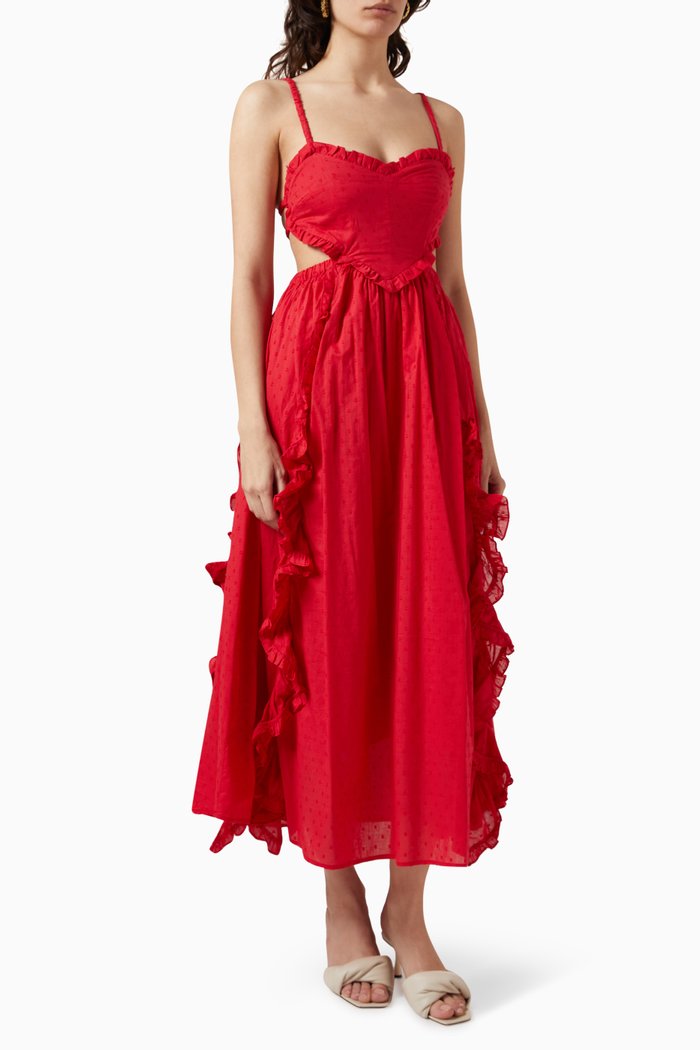 Red Heart Maxi Dress in Cotton