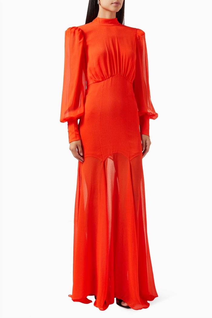 

Solstice Maxi Dress in Crinkle Chiffon, Red
