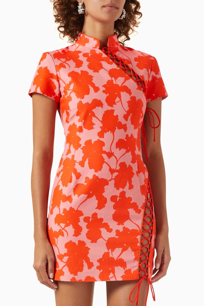 

Trapeze Mini Dress in Cotton, Pink