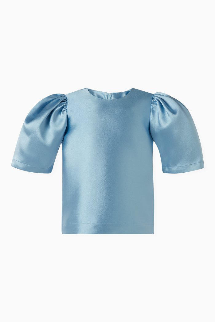 

Puffy Sleeves Top in Satin, Blue