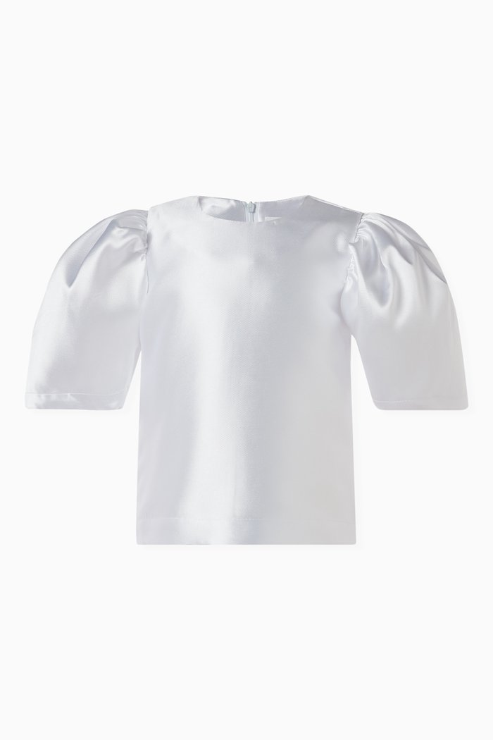 

Puffy Sleeves Top in Satin, White
