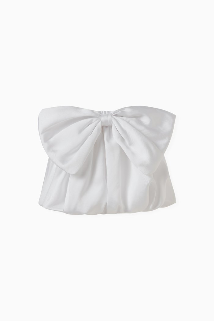 

Bow Detail Glossy Skirt in Polyester, White