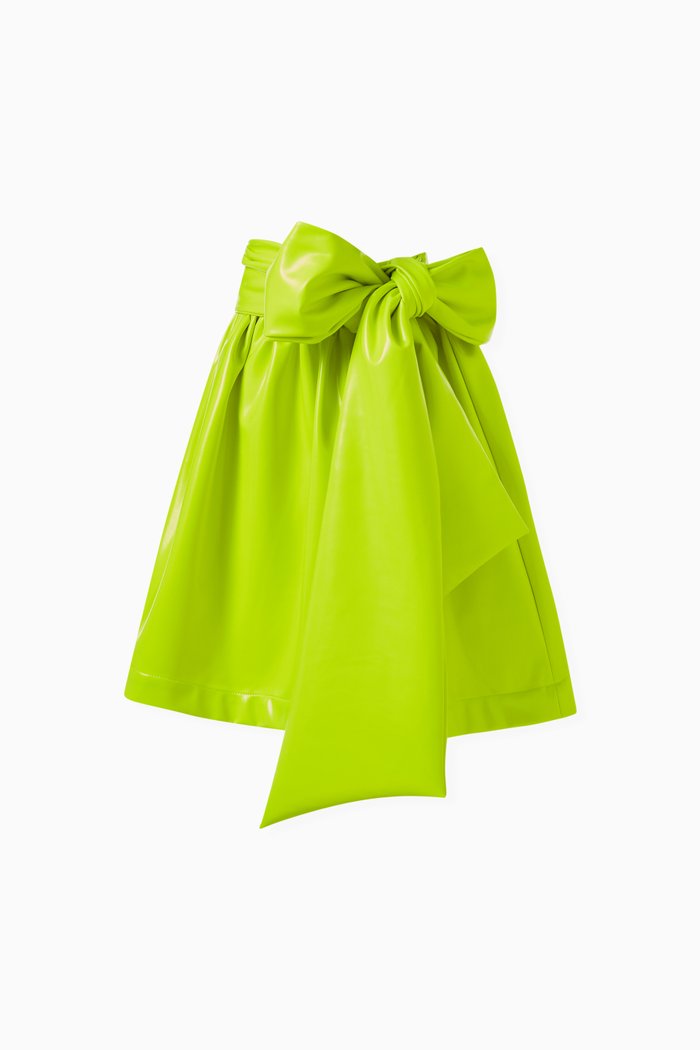 

Glossy Bow Detail Skirt in Polyester, Yellow