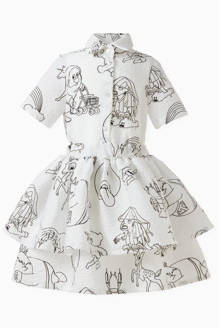 

Poppy Print Tiered Dress in Cotton, Multicolour