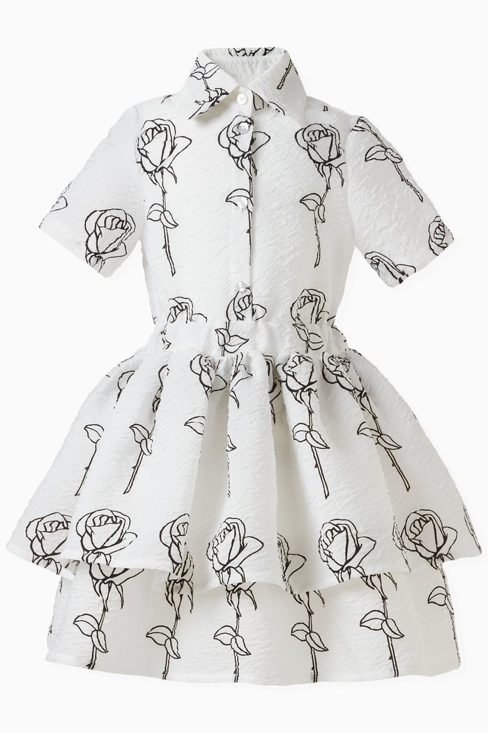 

Poppy Print Tiered Dress in Cotton, Multicolour