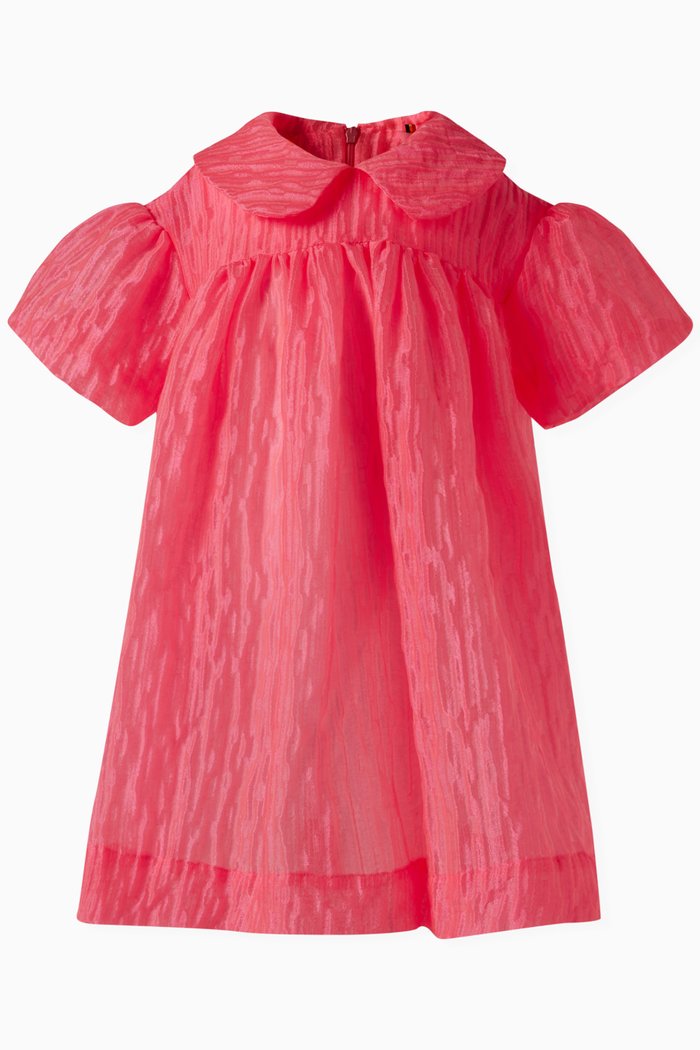 

Peter Pan Collar Dress in Crushed Taffeta, Pink
