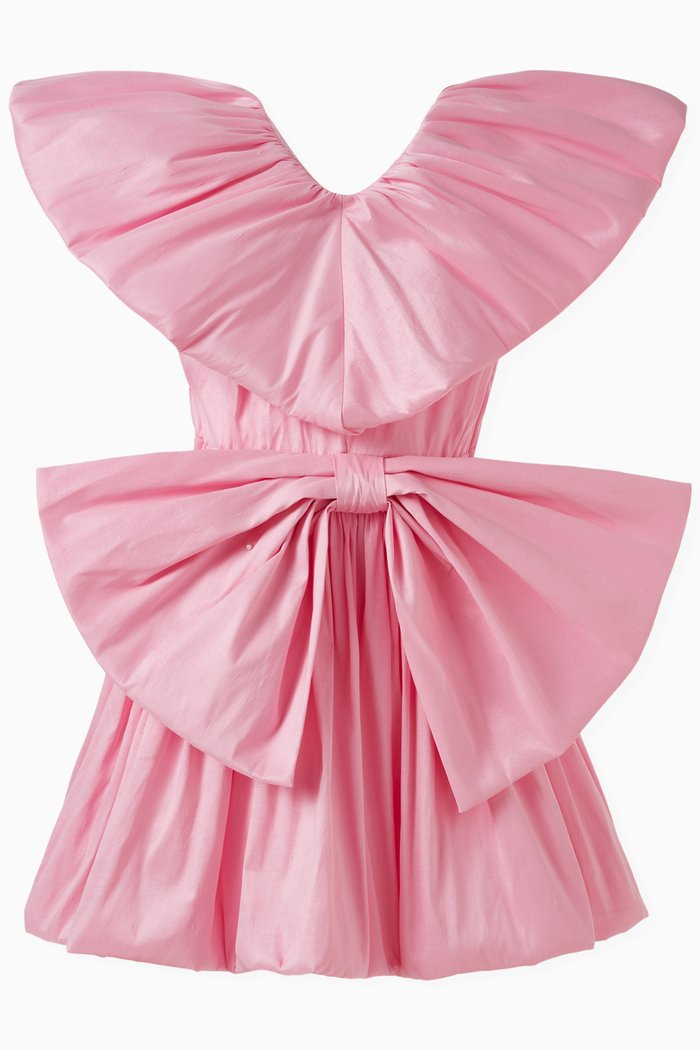 

Bow Detail Tafta Dres in Polyester, Pink