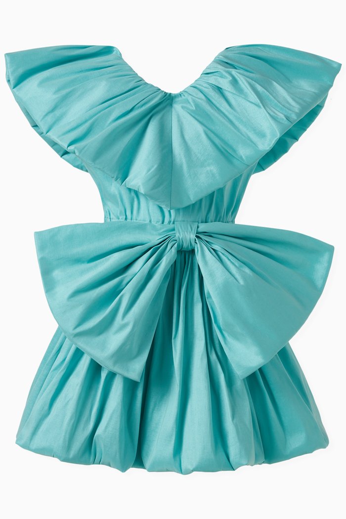 

Bow Detail Tafta Dres in Polyester, Blue