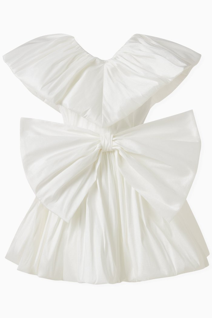 

Bow Detail Tafta Dres in Polyester, White