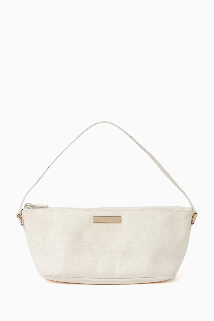 Mini Pochette Bag in GG Canvas, White