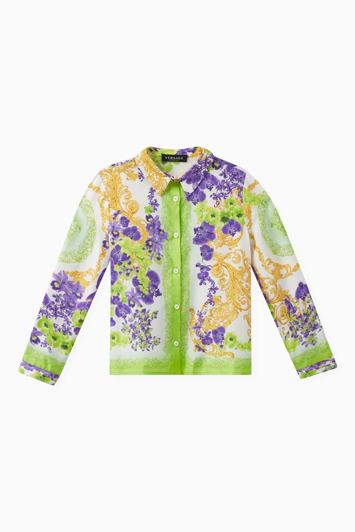 

Medusa Orchid Print Shirt in Silk, Multicolour
